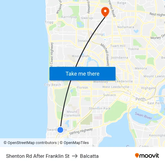 Shenton Rd After Franklin St to Balcatta map