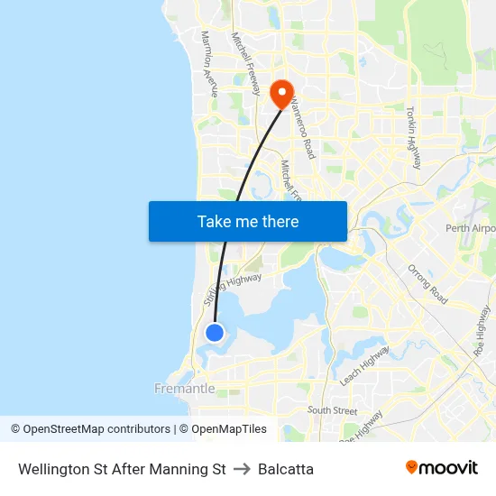 Wellington St After Manning St to Balcatta map