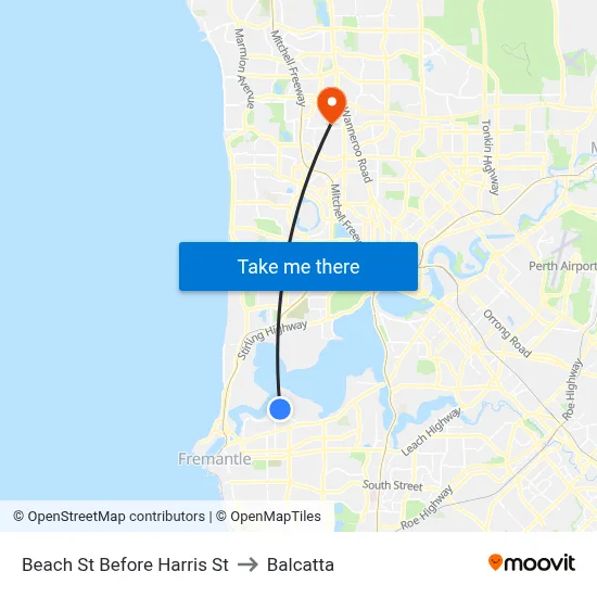 Beach St Before Harris St to Balcatta map