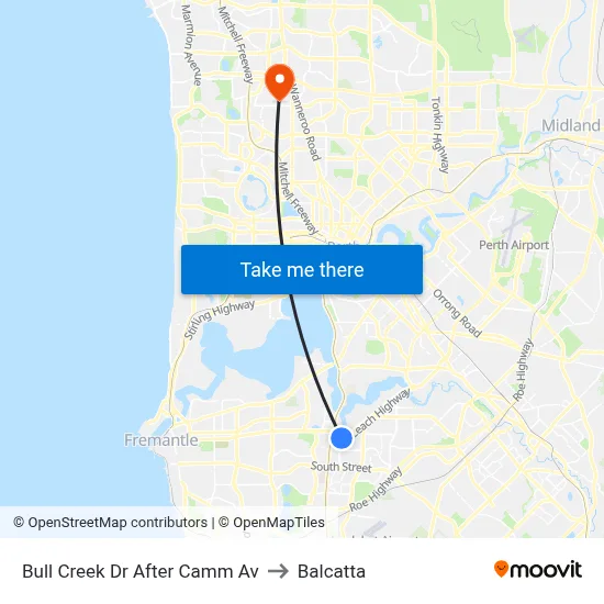 Bull Creek Dr After Camm Av to Balcatta map