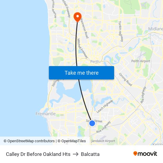 Calley Dr Before Oakland Hts to Balcatta map