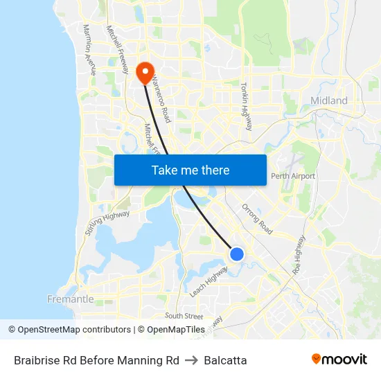 Braibrise Rd Before Manning Rd to Balcatta map