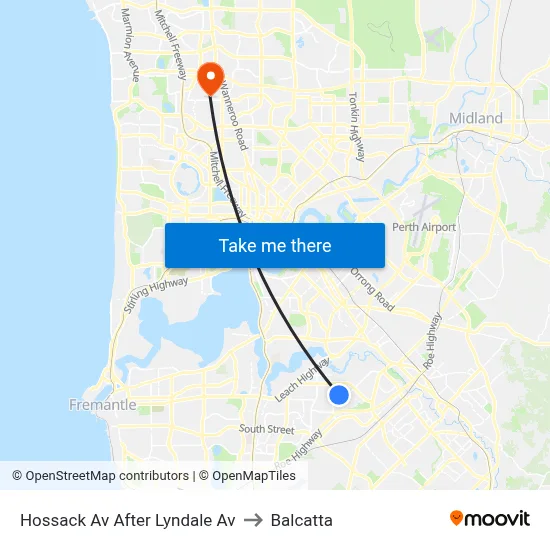 Hossack Av After Lyndale Av to Balcatta map