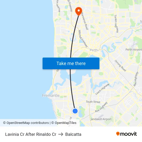 Lavinia Cr After Rinaldo Cr to Balcatta map