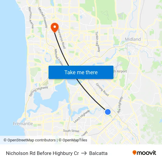 Nicholson Rd Before Highbury Cr to Balcatta map