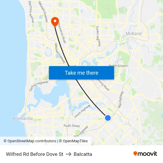Wilfred Rd Before Dove St to Balcatta map