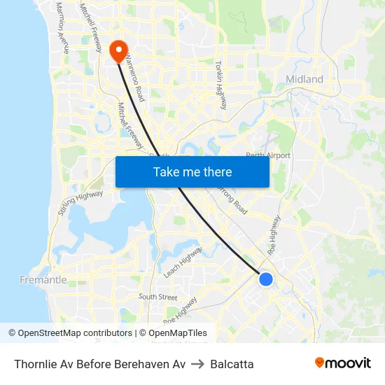 Thornlie Av Before Berehaven Av to Balcatta map