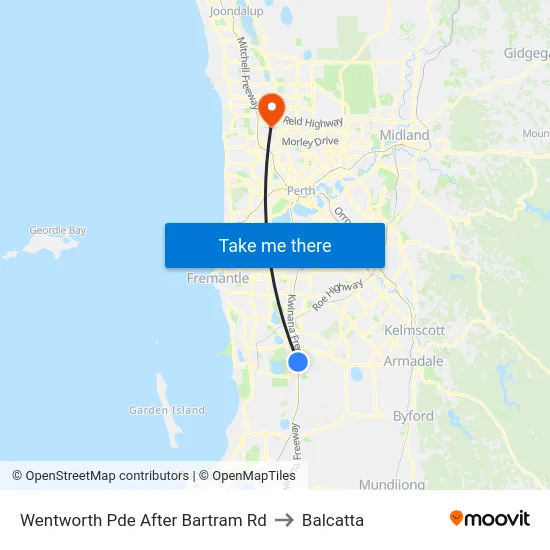 Wentworth Pde After Bartram Rd to Balcatta map