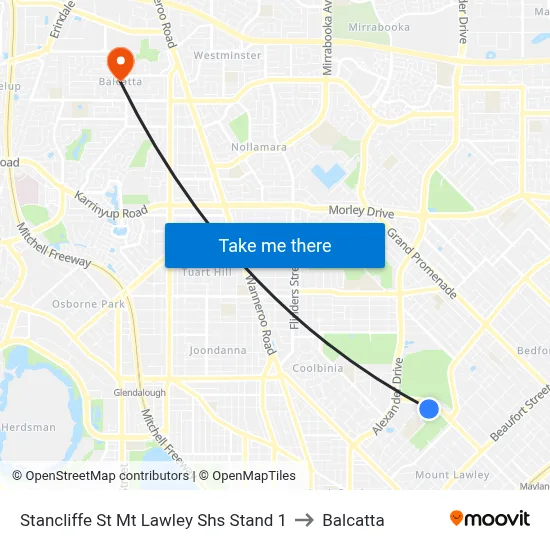 Stancliffe St Mt Lawley Shs Stand 1 to Balcatta map