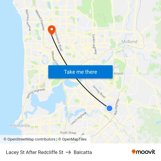 Lacey St After Redcliffe St to Balcatta map
