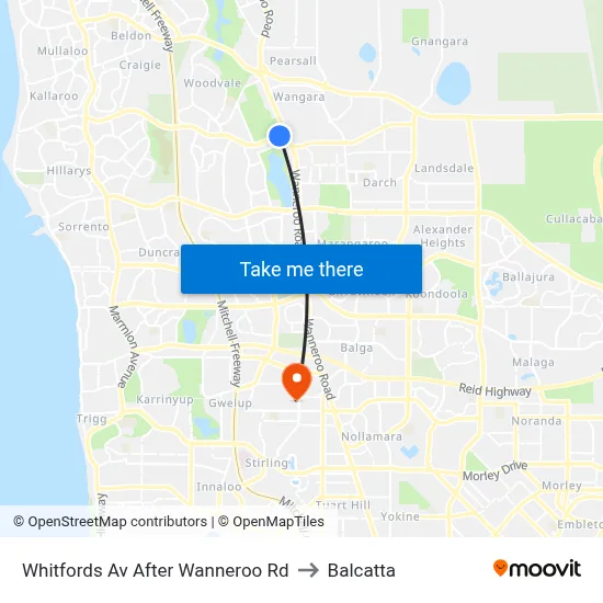 Whitfords Av After Wanneroo Rd to Balcatta map