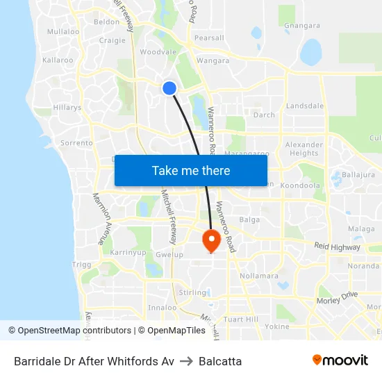 Barridale Dr After Whitfords Av to Balcatta map