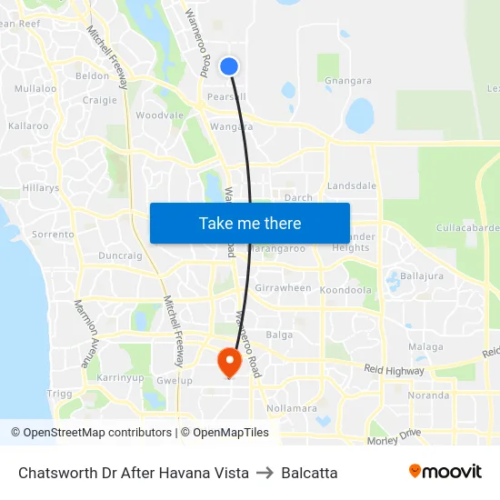 Chatsworth Dr After Havana Vista to Balcatta map