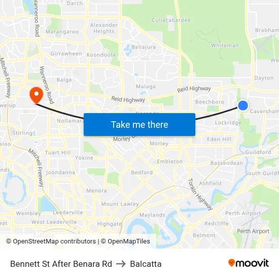 Bennett St After Benara Rd to Balcatta map