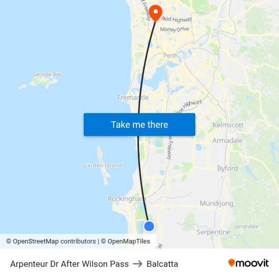 Arpenteur Dr After Wilson Pass to Balcatta map