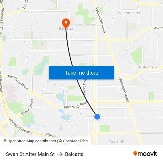 Swan St After Main St to Balcatta map