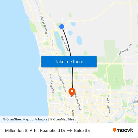 Millendon St After Keanefield Dr to Balcatta map
