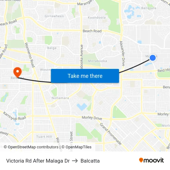 Victoria Rd After Malaga Dr to Balcatta map