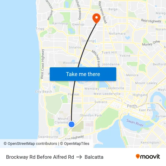 Brockway Rd Before Alfred Rd to Balcatta map