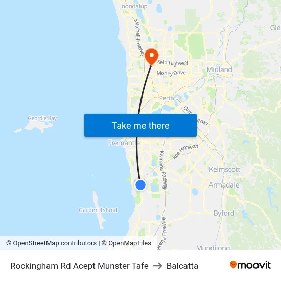 Rockingham Rd Acept Munster Tafe to Balcatta map