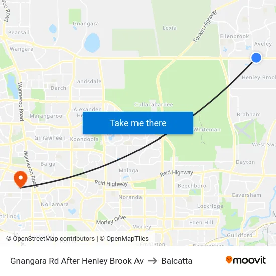 Gnangara Rd After Henley Brook Av to Balcatta map