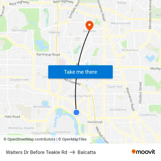 Walters Dr Before Teakle Rd to Balcatta map