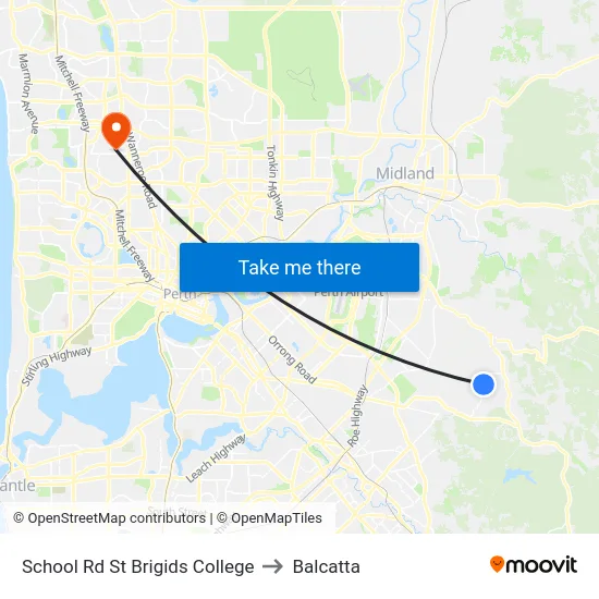 School Rd St Brigids College to Balcatta map