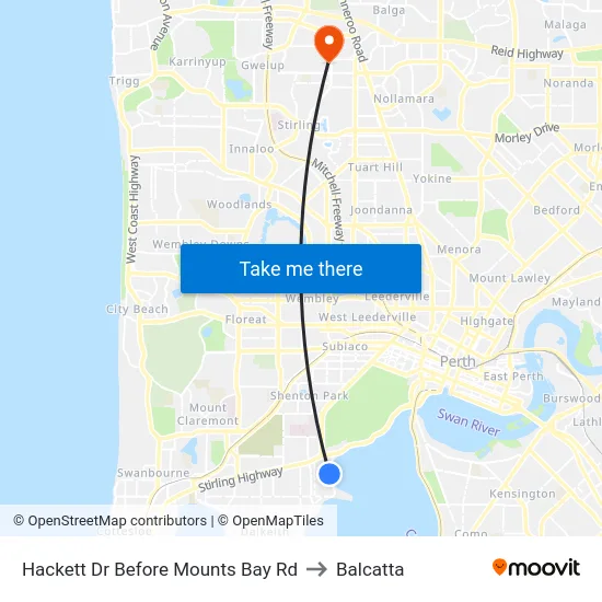 Hackett Dr Before Mounts Bay Rd to Balcatta map