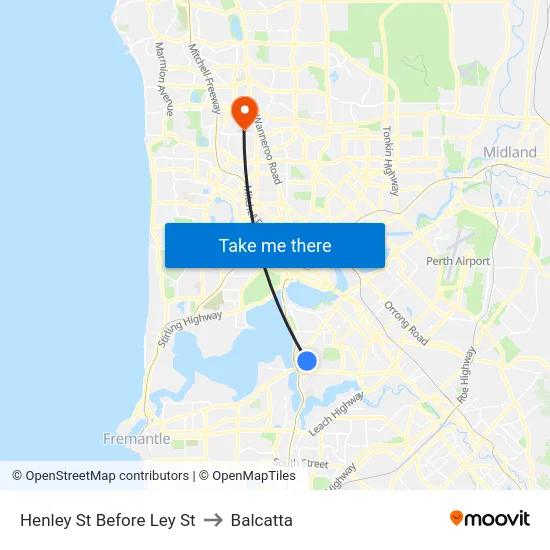 Henley St Before Ley St to Balcatta map