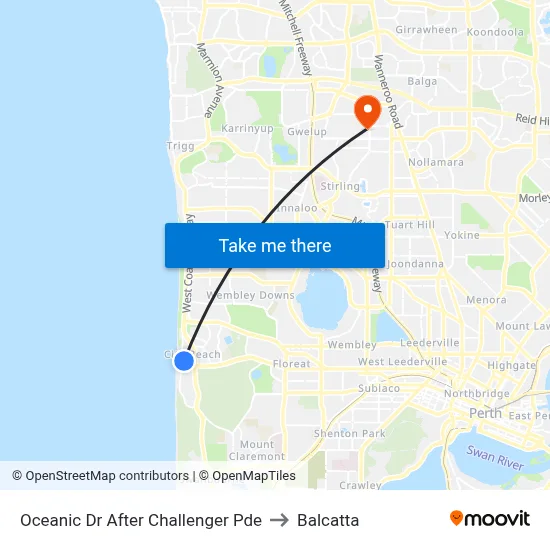 Oceanic Dr After Challenger Pde to Balcatta map