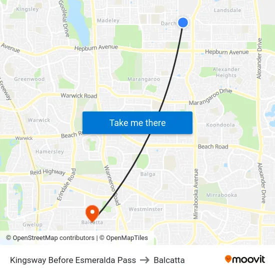 Kingsway   Before Esmeralda Pass to Balcatta map