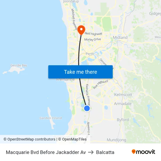 Macquarie Bvd Before Jackadder Av to Balcatta map