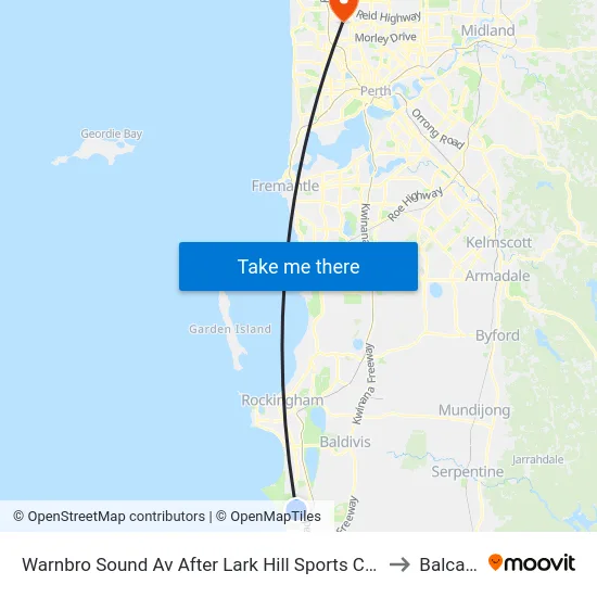 Warnbro Sound Av After Lark Hill Sports Complex to Balcatta map