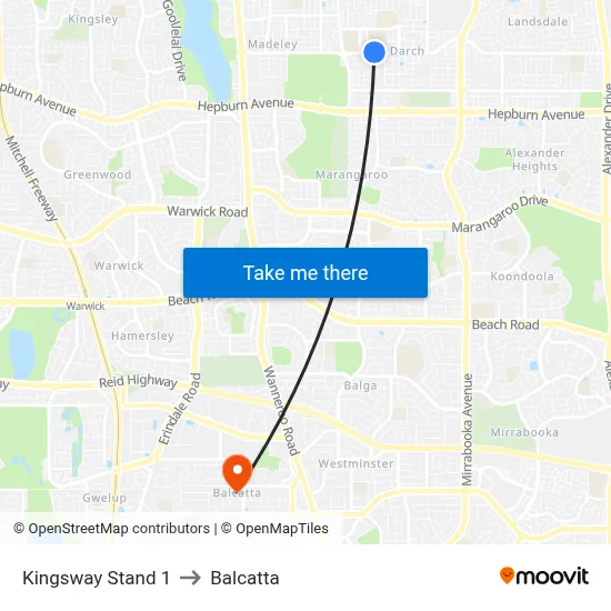 Kingsway   Stand 1 to Balcatta map