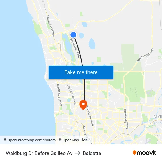 Waldburg Dr Before Galileo Av to Balcatta map