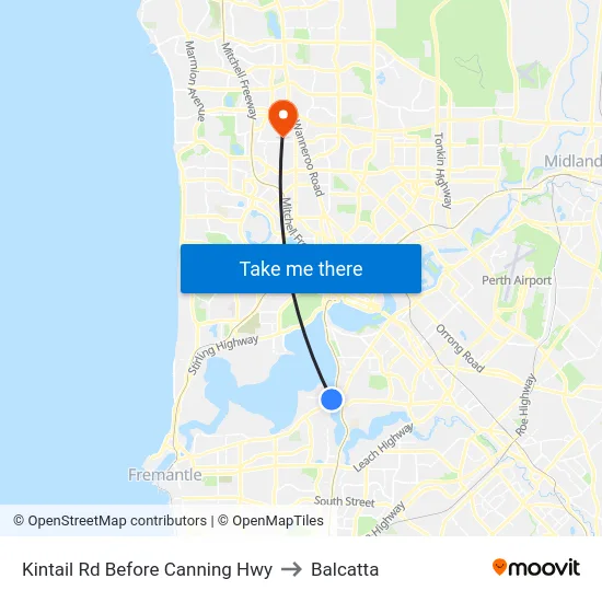 Kintail Rd Before Canning Hwy to Balcatta map