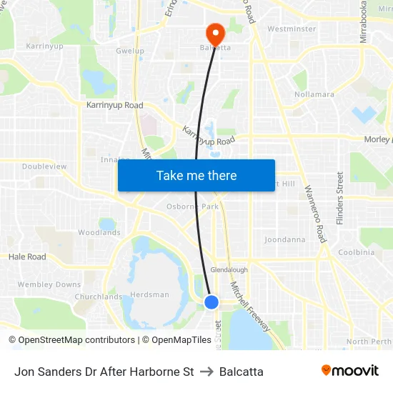 Jon Sanders Dr After Harborne St to Balcatta map