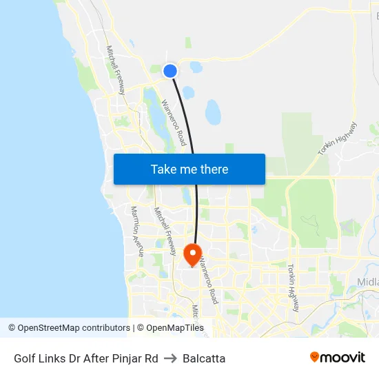 Golf Links Dr After Pinjar Rd to Balcatta map