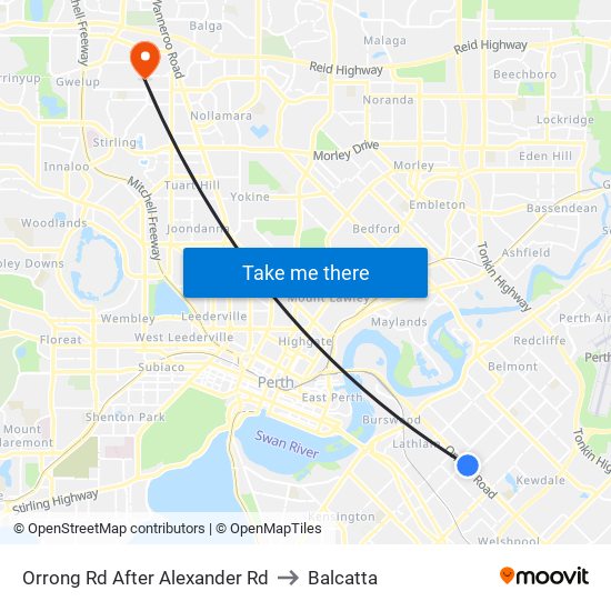 Orrong Rd After Alexander Rd to Balcatta map