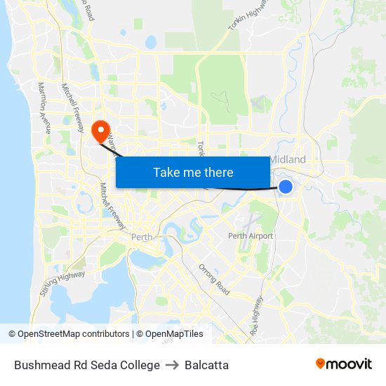 Bushmead Rd Seda College to Balcatta map