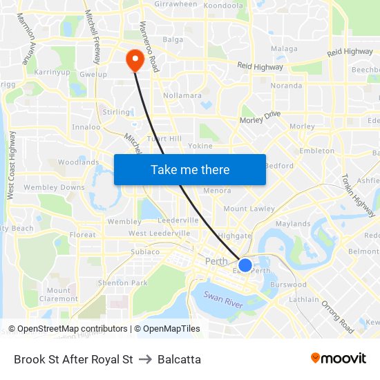 Brook St After Royal St to Balcatta map