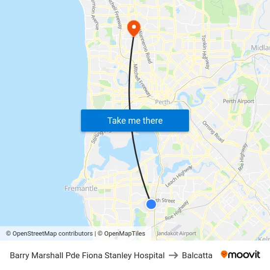 Barry Marshall Pde Fiona Stanley Hospital to Balcatta map