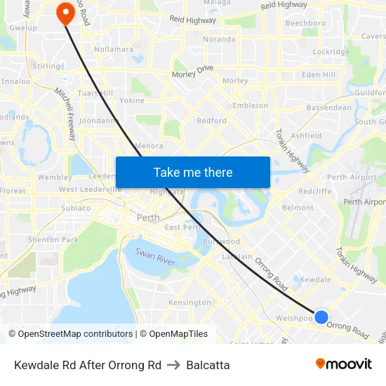 Kewdale Rd After Orrong Rd to Balcatta map
