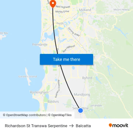 Richardson St Transwa Serpentine to Balcatta map