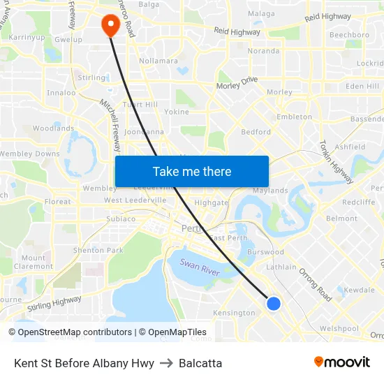 Kent St Before Albany Hwy to Balcatta map