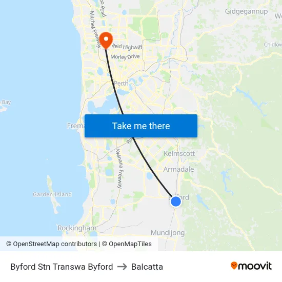 Byford Stn Transwa Byford to Balcatta map