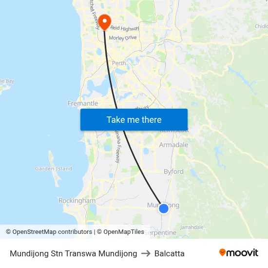 Mundijong Stn Transwa Mundijong to Balcatta map