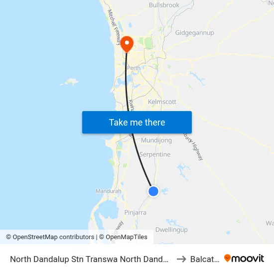 North Dandalup Stn Transwa North Dandalup to Balcatta map