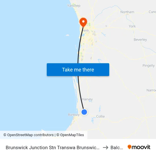 Brunswick Junction Stn Transwa Brunswick Junction to Balcatta map