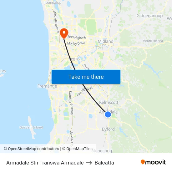 Armadale Stn Transwa Armadale to Balcatta map